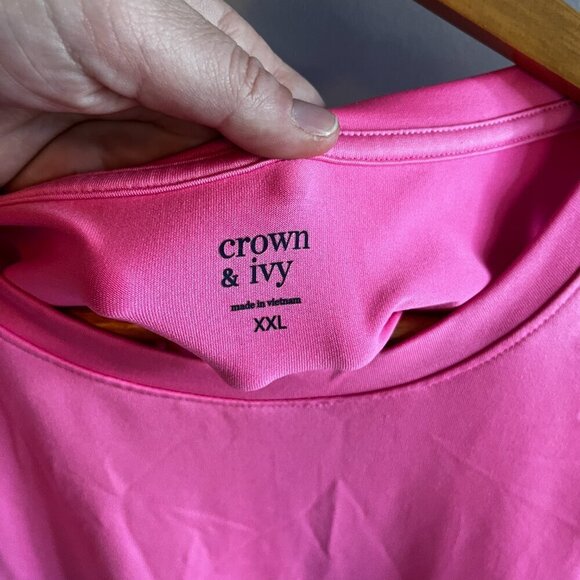 Crown & Ivy Sleeveless Athletic Tank Top Pink Barbiecore Scalloped Edges XXL - Picture 4 of 7